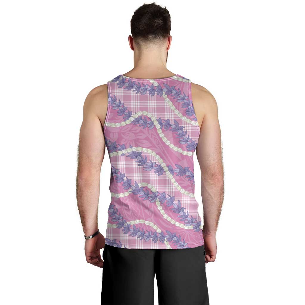 Pink Hawaii Palaka Honohono Pikake Men Tank Top Hawaiian Orchid Lei Polynesian Pattern - Polynesian Pride