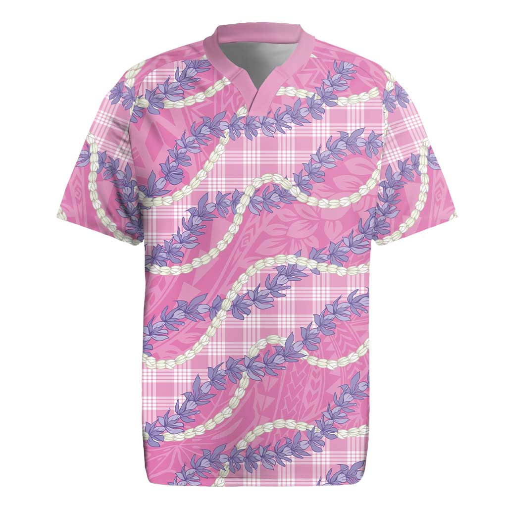 Pink Hawaii Palaka Honohono Pikake Rugby Jersey Hawaiian Orchid Lei Polynesian Pattern - Polynesian Pride