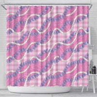 Pink Hawaii Palaka Honohono Pikake Shower Curtain Hawaiian Orchid Lei Polynesian Pattern - Polynesian Pride