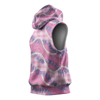 Pink Hawaii Palaka Honohono Pikake Sleeveless Hoodie Hawaiian Orchid Lei Polynesian Pattern - Polynesian Pride