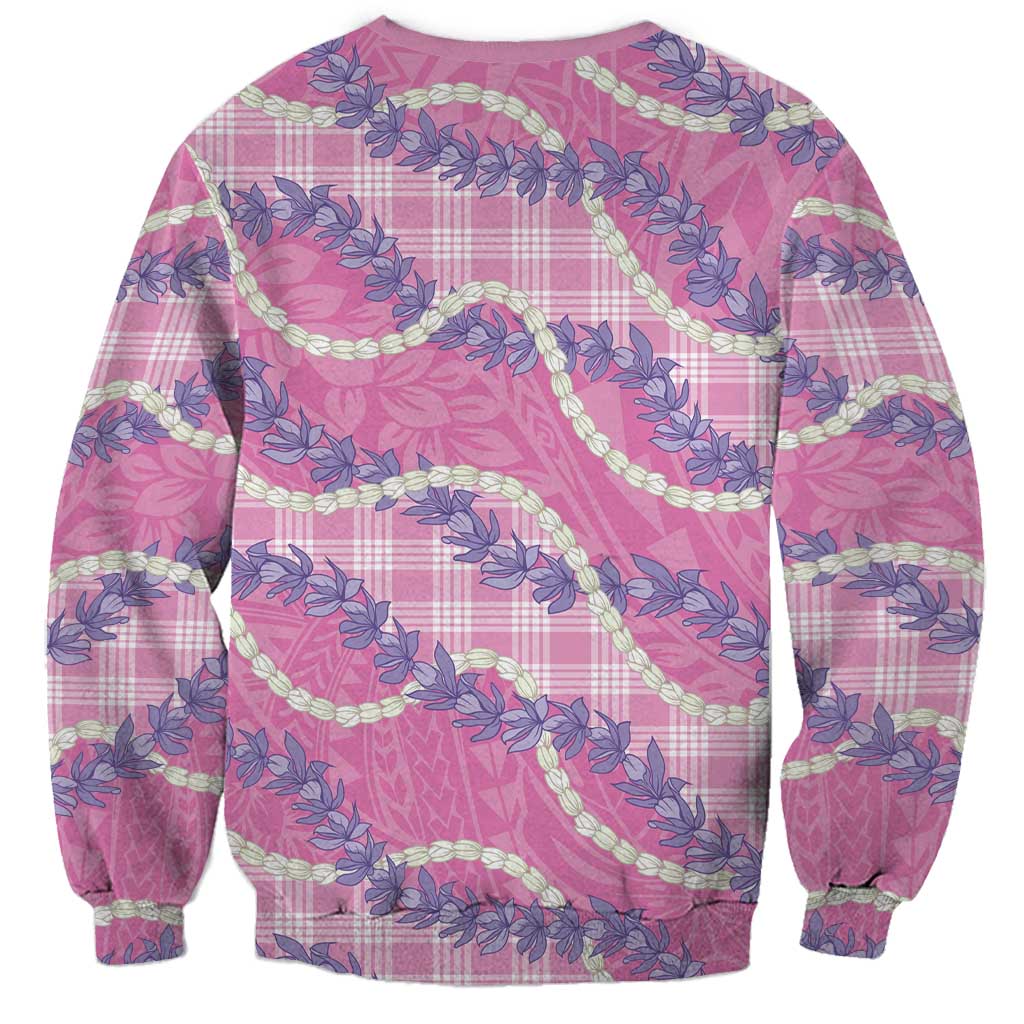 Pink Hawaii Palaka Honohono Pikake Sweatshirt Hawaiian Orchid Lei Polynesian Pattern - Polynesian Pride