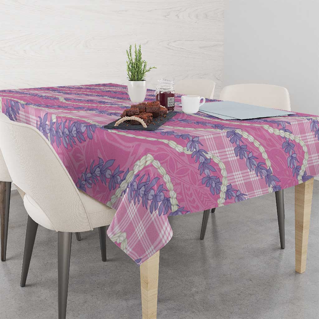 Pink Hawaii Palaka Honohono Pikake Tablecloth Hawaiian Orchid Lei Polynesian Pattern - Polynesian Pride