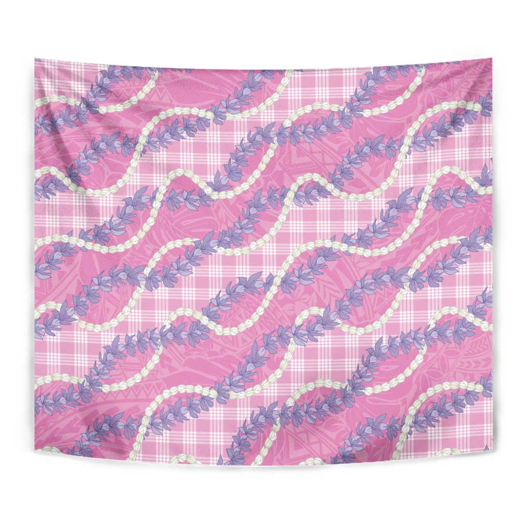 Pink Hawaii Palaka Honohono Pikake Tapestry Hawaiian Orchid Lei Polynesian Pattern - Polynesian Pride