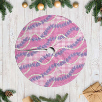 Pink Hawaii Palaka Honohono Pikake Tree Skirt Hawaiian Orchid Lei Polynesian Pattern - Polynesian Pride