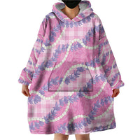 Pink Hawaii Palaka Honohono Pikake Wearable Blanket Hoodie Hawaiian Orchid Lei Polynesian Pattern - Polynesian Pride