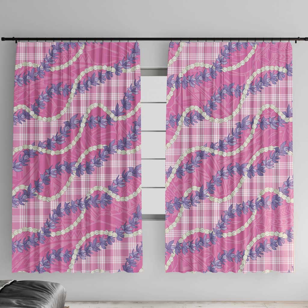Pink Hawaii Palaka Honohono Pikake Window Curtain Hawaiian Orchid Lei Polynesian Pattern - Polynesian Pride