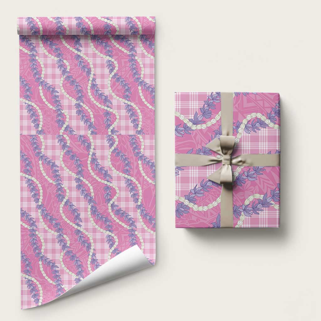 Pink Hawaii Palaka Honohono Pikake Wrapping Paper Hawaiian Orchid Lei Polynesian Pattern - Polynesian Pride