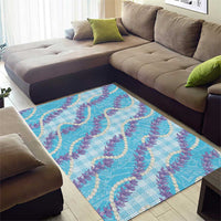 Blue Hawaii Palaka Honohono Pikake Area Rug Hawaiian Orchid Lei Polynesian Pattern - Polynesian Pride