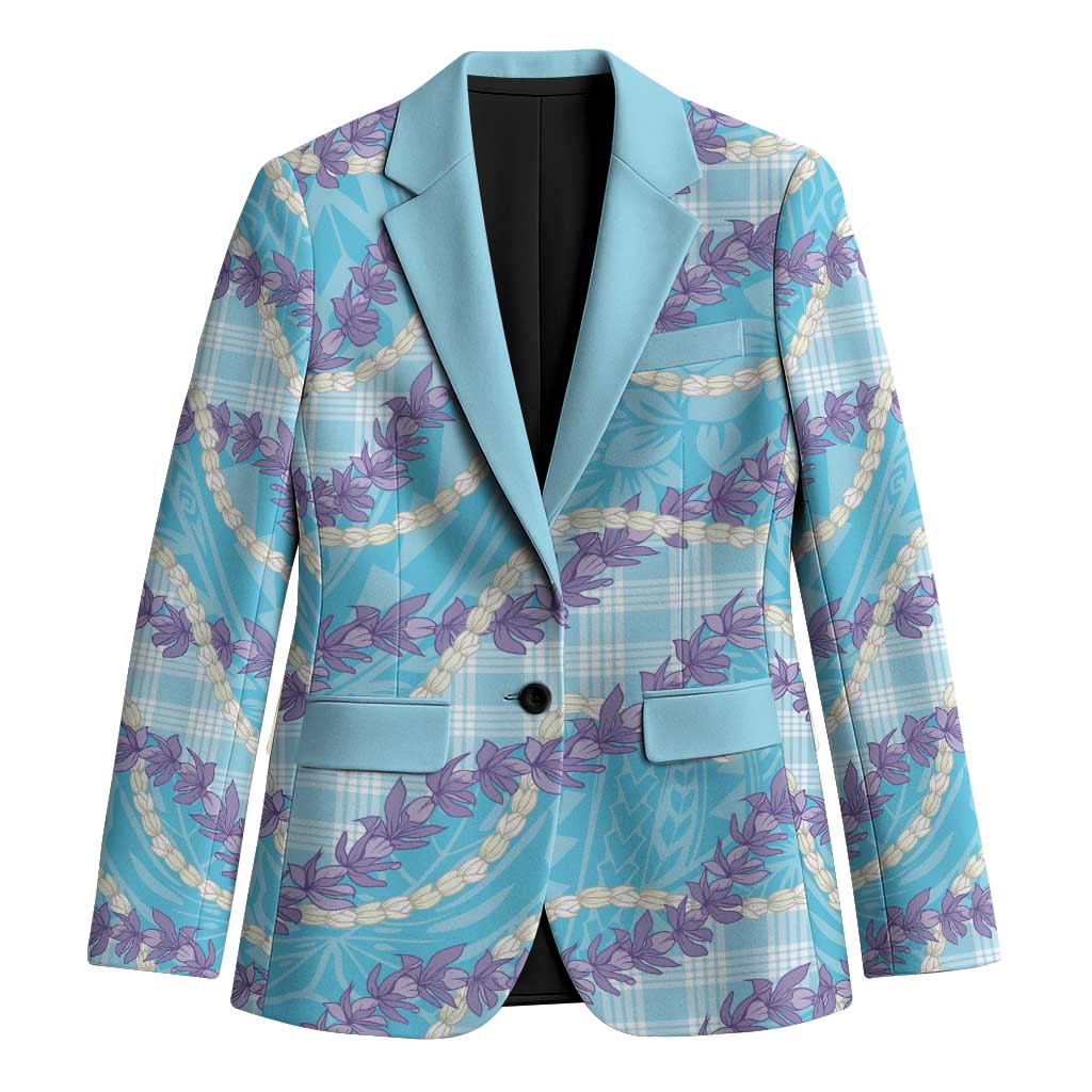 Blue Hawaii Palaka Honohono Pikake Blazer Hawaiian Orchid Lei Polynesian Pattern - Polynesian Pride