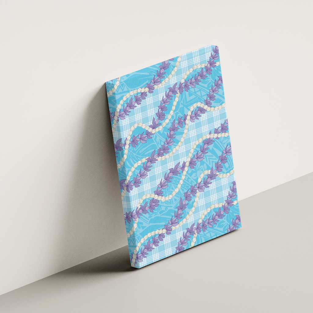 Blue Hawaii Palaka Honohono Pikake Canvas Wall Art Hawaiian Orchid Lei Polynesian Pattern - Polynesian Pride