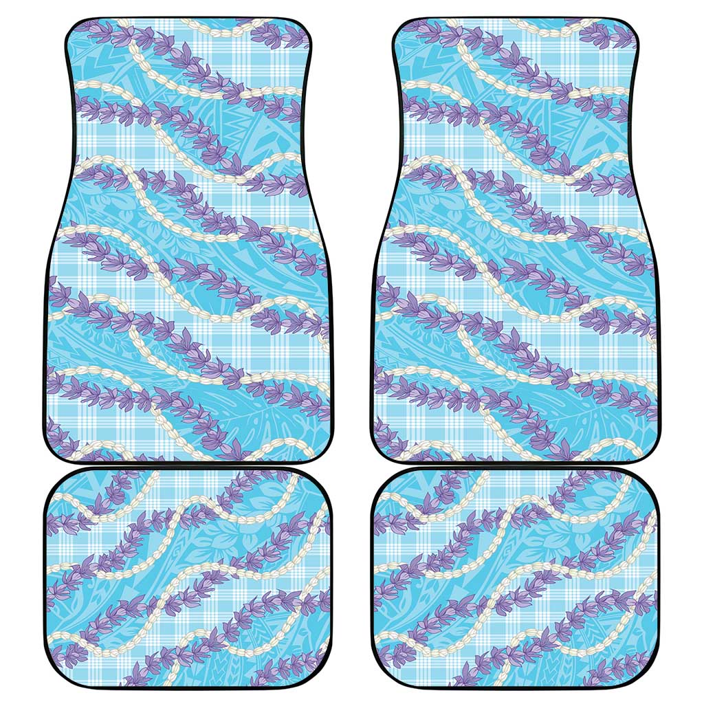 Blue Hawaii Palaka Honohono Pikake Car Mats Hawaiian Orchid Lei Polynesian Pattern - Polynesian Pride