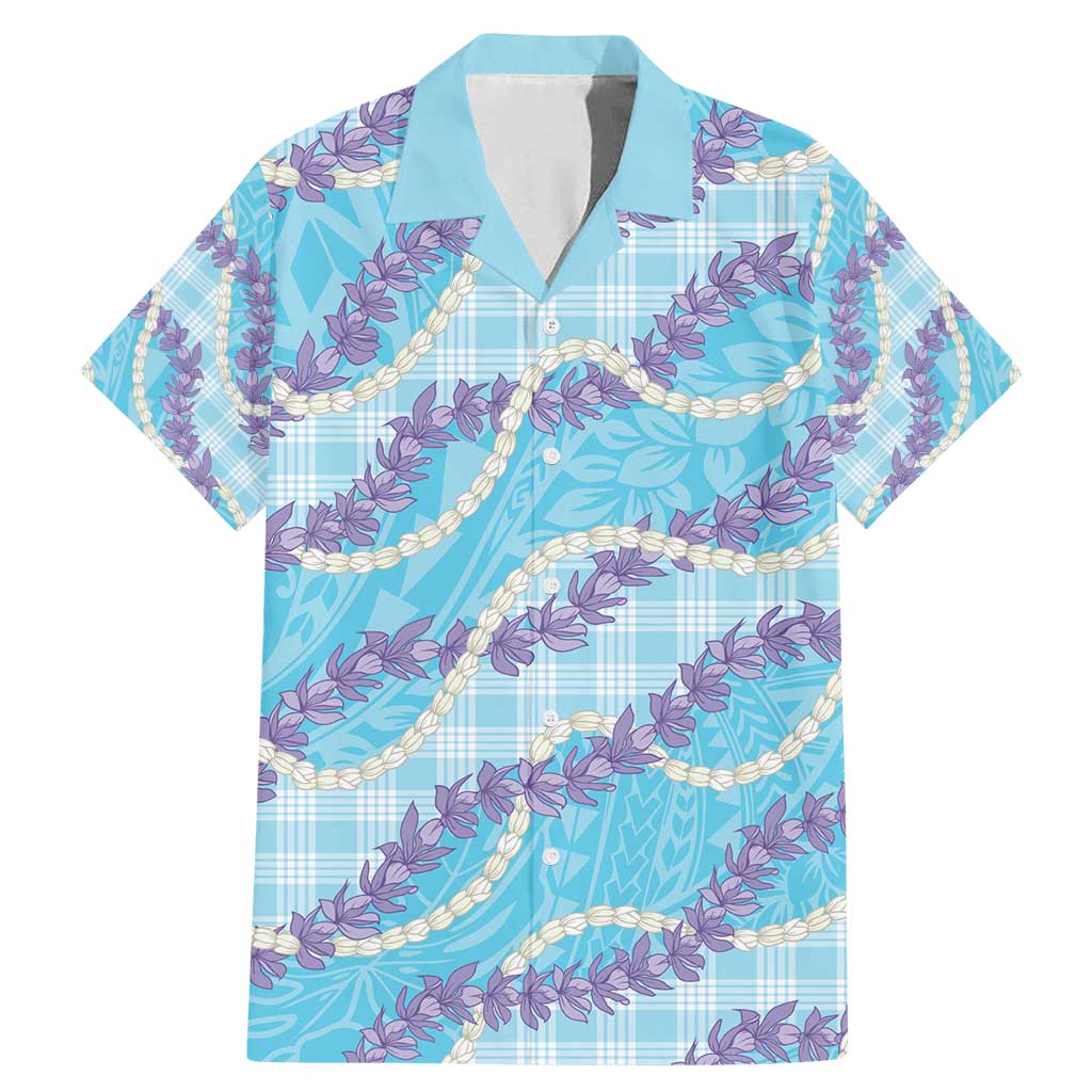 Blue Hawaii Palaka Honohono Pikake Family Matching Mermaid Dress and Hawaiian Shirt Hawaiian Orchid Lei Polynesian Pattern - Polynesian Pride