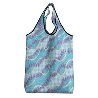 Blue Hawaii Palaka Honohono Pikake Grocery Bag Hawaiian Orchid Lei Polynesian Pattern - Polynesian Pride