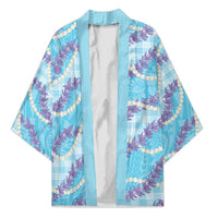 Blue Hawaii Palaka Honohono Pikake Kimono Hawaiian Orchid Lei Polynesian Pattern - Polynesian Pride