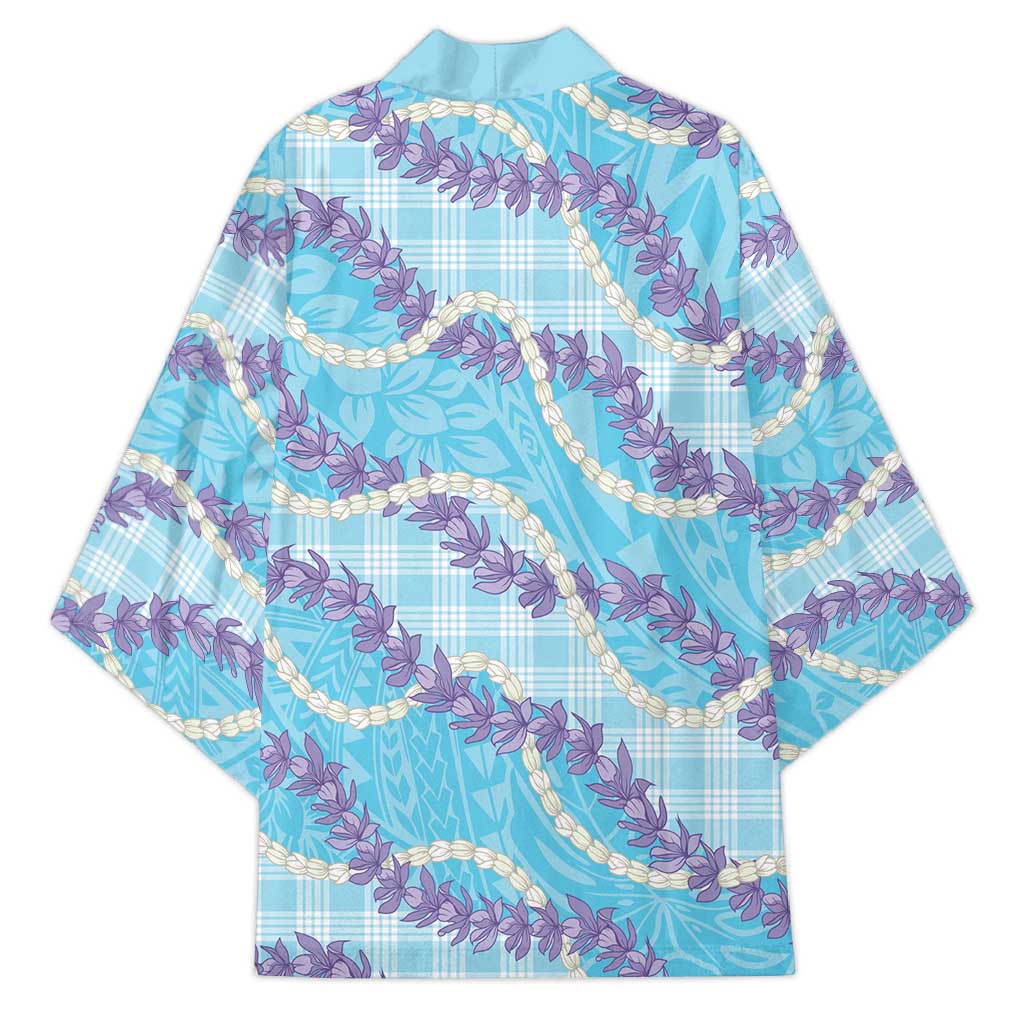 Blue Hawaii Palaka Honohono Pikake Kimono Hawaiian Orchid Lei Polynesian Pattern - Polynesian Pride