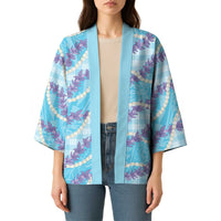 Blue Hawaii Palaka Honohono Pikake Kimono Hawaiian Orchid Lei Polynesian Pattern - Polynesian Pride