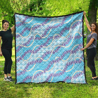 Blue Hawaii Palaka Honohono Pikake Quilt Hawaiian Orchid Lei Polynesian Pattern - Polynesian Pride