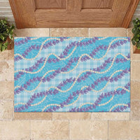 Blue Hawaii Palaka Honohono Pikake Rubber Doormat Hawaiian Orchid Lei Polynesian Pattern - Polynesian Pride