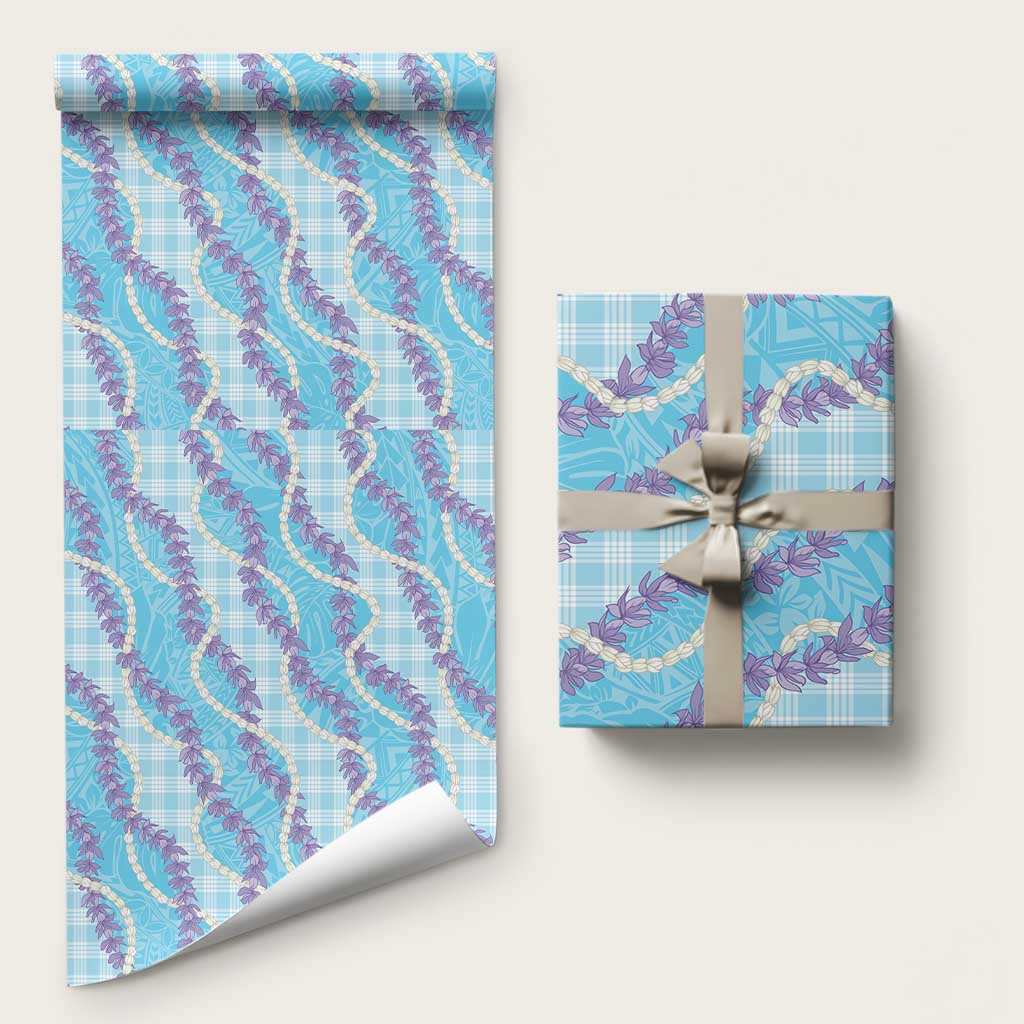 Blue Hawaii Palaka Honohono Pikake Wrapping Paper Hawaiian Orchid Lei Polynesian Pattern - Polynesian Pride