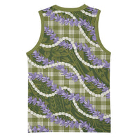 Green Hawaii Palaka Honohono Pikake Basketball Jersey Hawaiian Orchid Lei Polynesian Pattern - Polynesian Pride