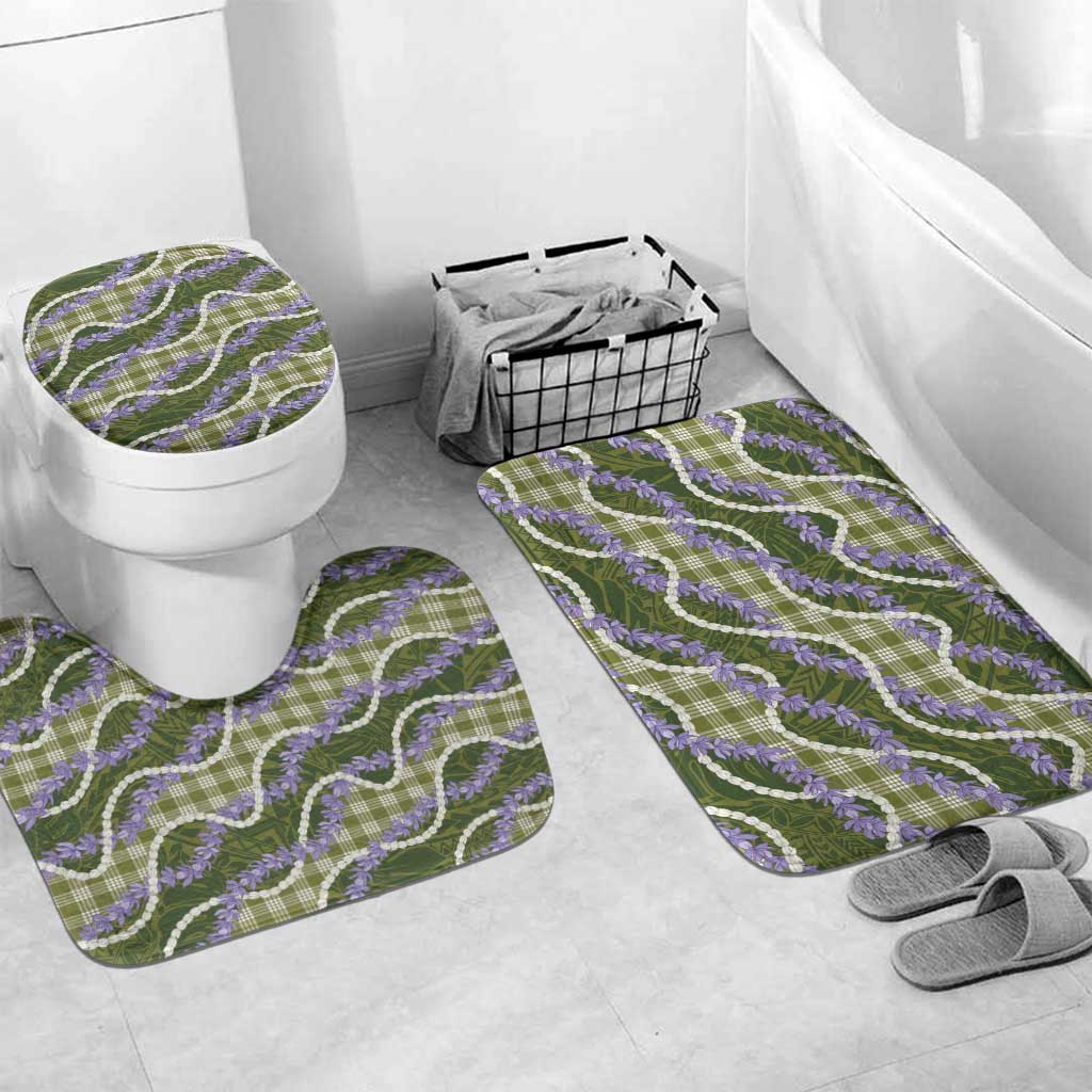 Green Hawaii Palaka Honohono Pikake Bathroom Set Hawaiian Orchid Lei Polynesian Pattern - Polynesian Pride