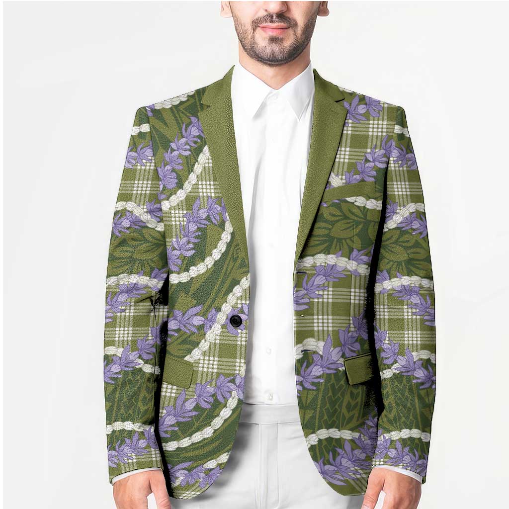 Green Hawaii Palaka Honohono Pikake Blazer Hawaiian Orchid Lei Polynesian Pattern - Polynesian Pride