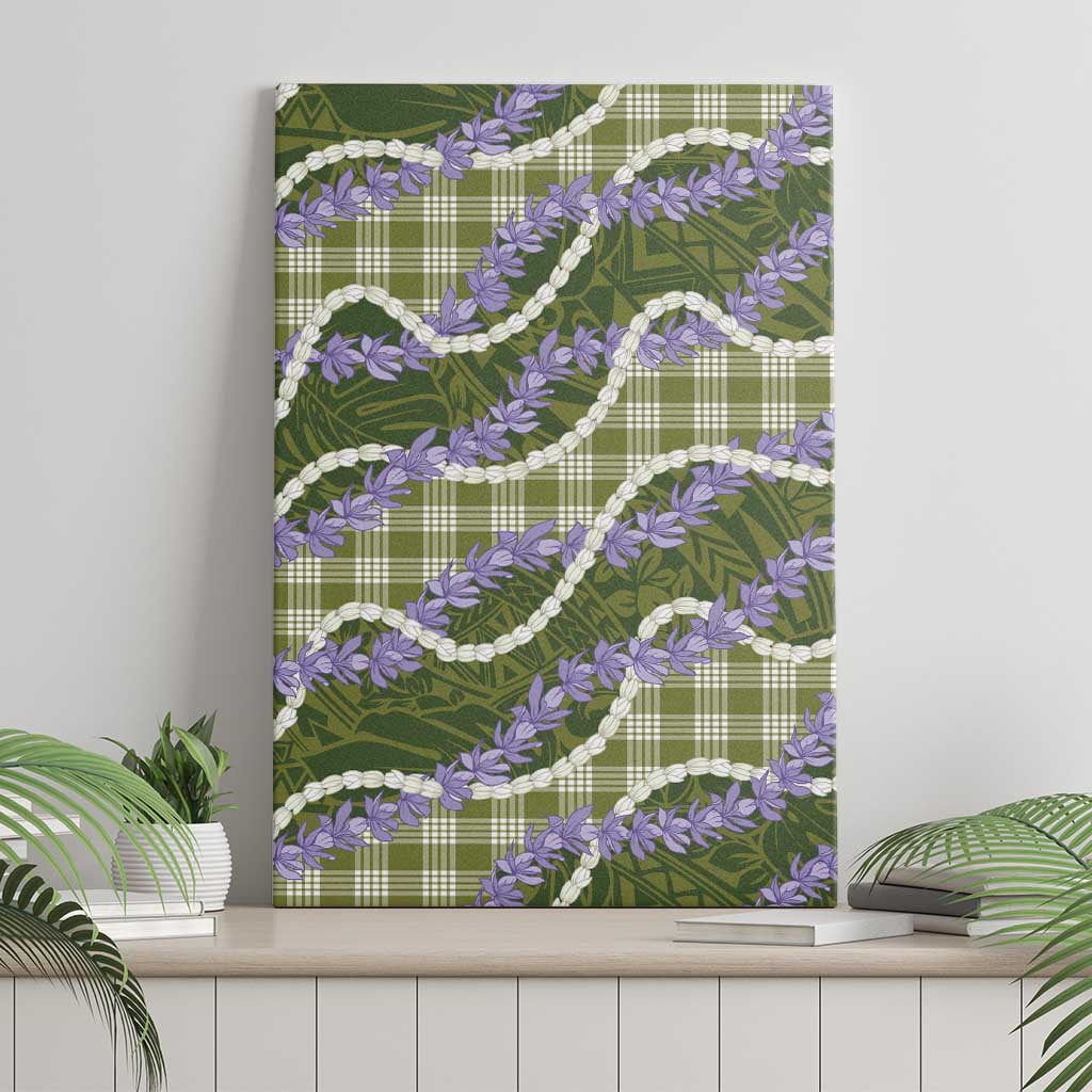 Green Hawaii Palaka Honohono Pikake Canvas Wall Art Hawaiian Orchid Lei Polynesian Pattern - Polynesian Pride