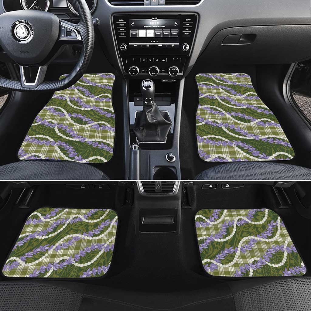 Green Hawaii Palaka Honohono Pikake Car Mats Hawaiian Orchid Lei Polynesian Pattern - Polynesian Pride