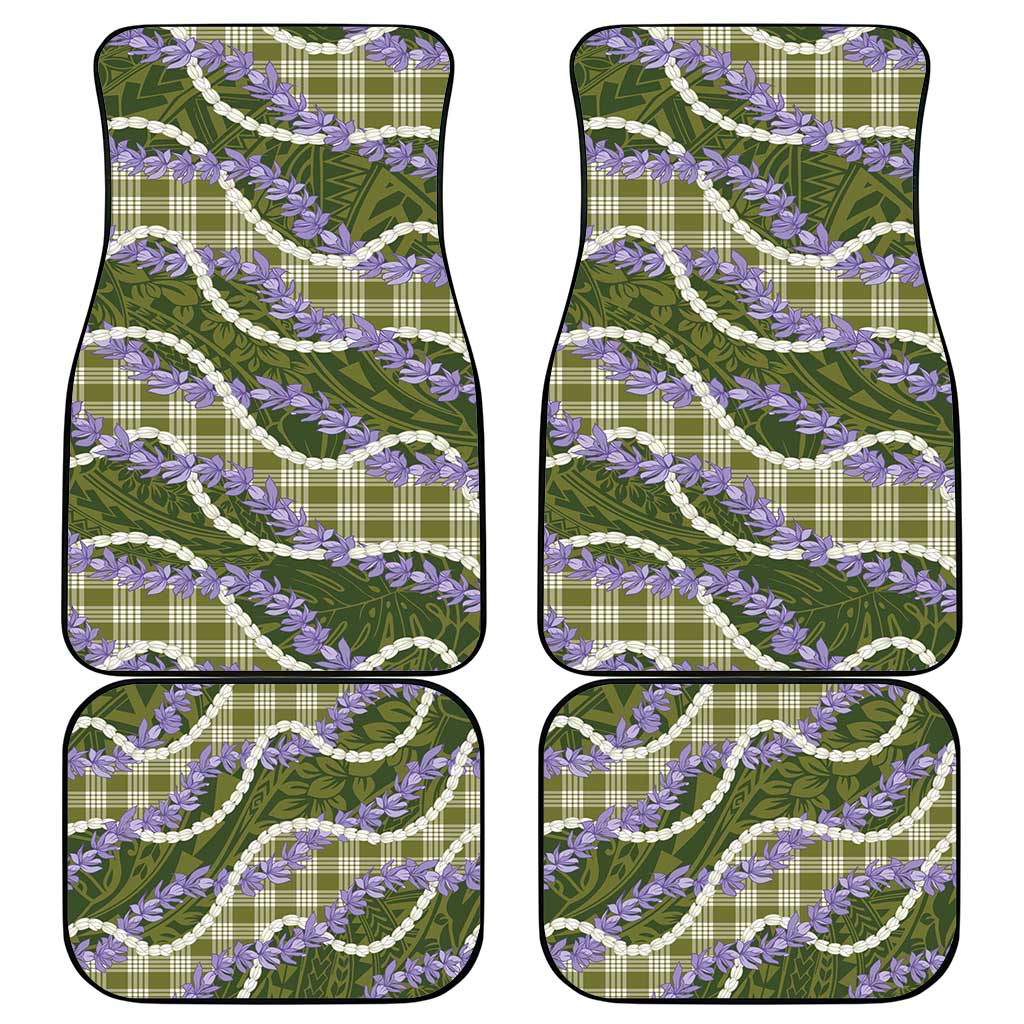 Green Hawaii Palaka Honohono Pikake Car Mats Hawaiian Orchid Lei Polynesian Pattern - Polynesian Pride