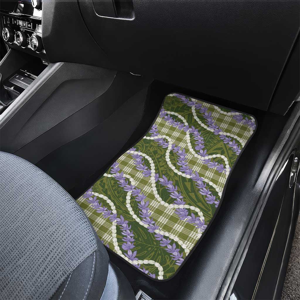 Green Hawaii Palaka Honohono Pikake Car Mats Hawaiian Orchid Lei Polynesian Pattern - Polynesian Pride