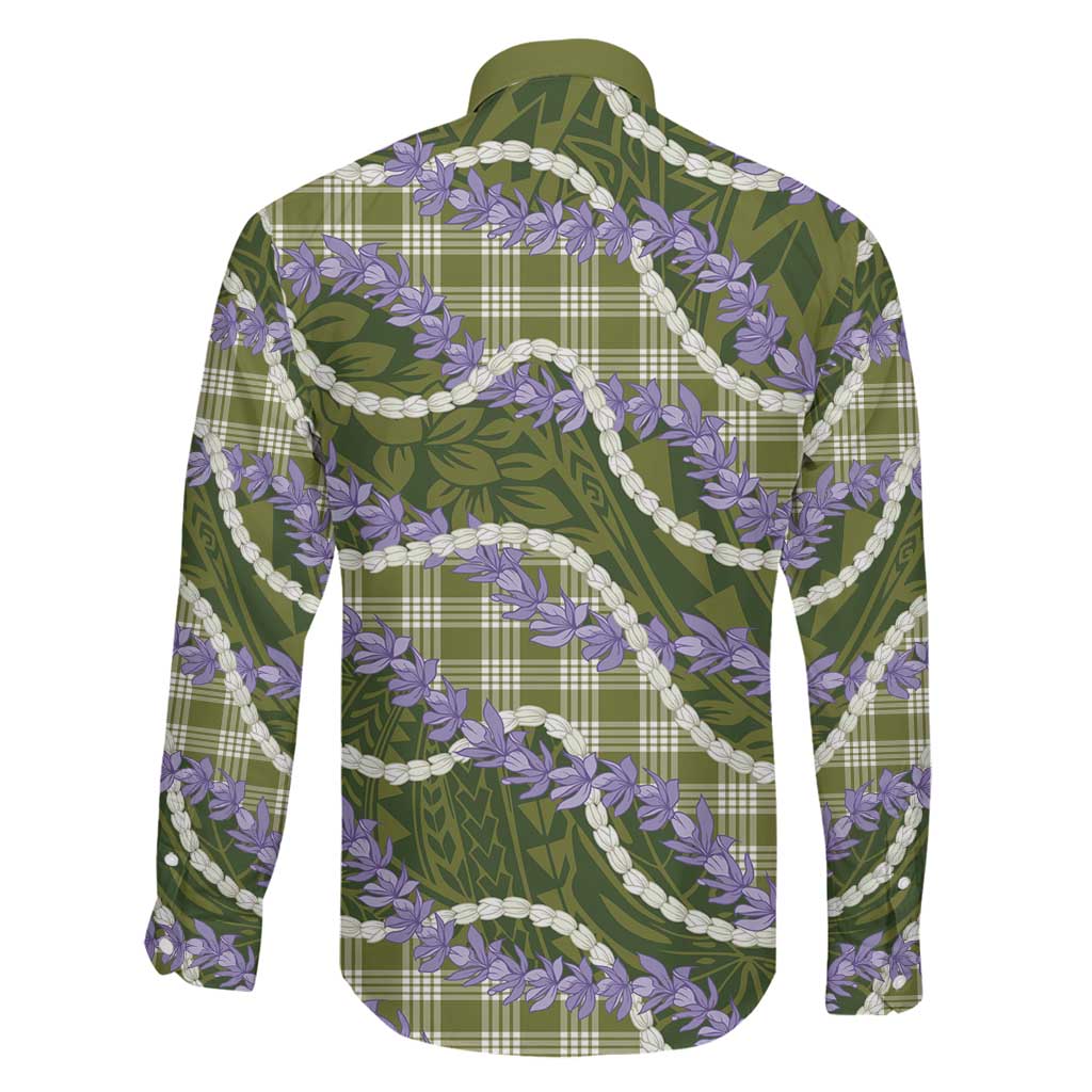 Green Hawaii Palaka Honohono Pikake Family Matching Off Shoulder Maxi Dress and Hawaiian Shirt Hawaiian Orchid Lei Polynesian Pattern LT14 - Polynesian Pride