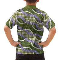 Green Hawaii Palaka Honohono Pikake Family Matching Off Shoulder Short Dress and Hawaiian Shirt Hawaiian Orchid Lei Polynesian Pattern LT14 - Polynesian Pride