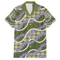 Green Hawaii Palaka Honohono Pikake Family Matching Short Sleeve Bodycon Dress and Hawaiian Shirt Hawaiian Orchid Lei Polynesian Pattern - Polynesian Pride