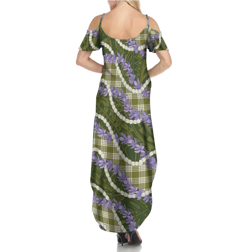 Green Hawaii Palaka Honohono Pikake Family Matching Summer Maxi Dress and Hawaiian Shirt Hawaiian Orchid Lei Polynesian Pattern LT14 - Polynesian Pride