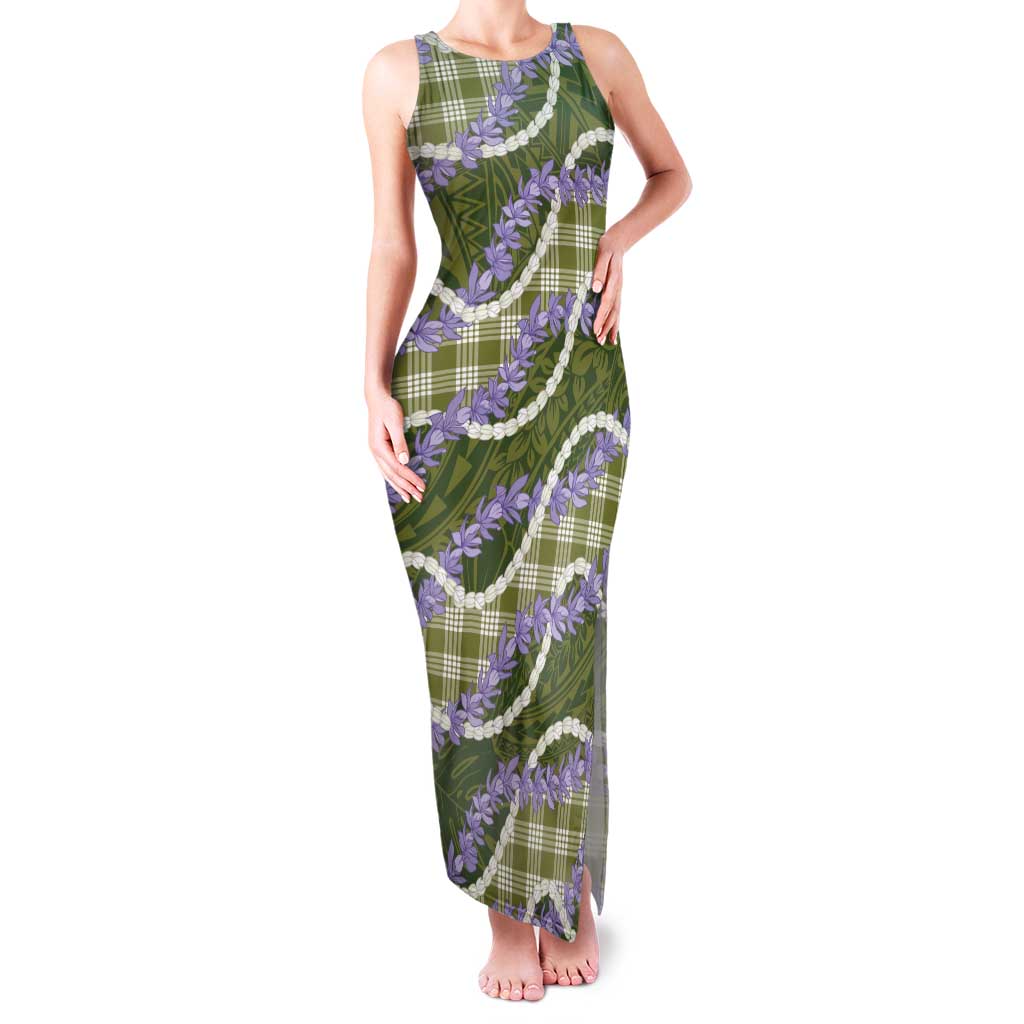 Green Hawaii Palaka Honohono Pikake Family Matching Tank Maxi Dress and Hawaiian Shirt Hawaiian Orchid Lei Polynesian Pattern - Polynesian Pride