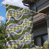 Green Hawaii Palaka Honohono Pikake Garden Flag Hawaiian Orchid Lei Polynesian Pattern - Polynesian Pride