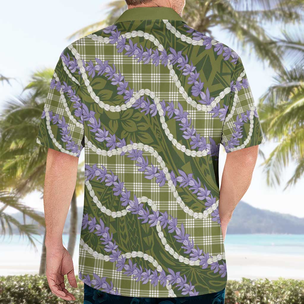 Green Hawaii Palaka Honohono Pikake Hawaiian Shirt Hawaiian Orchid Lei Polynesian Pattern - Polynesian Pride