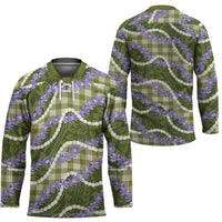 Green Hawaii Palaka Honohono Pikake Hockey Jersey Hawaiian Orchid Lei Polynesian Pattern - Polynesian Pride