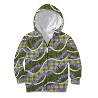 Green Hawaii Palaka Honohono Pikake Kid Hoodie Hawaiian Orchid Lei Polynesian Pattern - Polynesian Pride