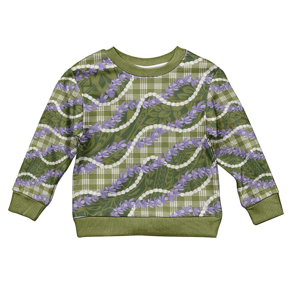 Green Hawaii Palaka Honohono Pikake Kid Ugly Christmas Sweater Hawaiian Orchid Lei Polynesian Pattern - Polynesian Pride