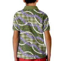 Green Hawaii Palaka Honohono Pikake Kid Polo Shirt Hawaiian Orchid Lei Polynesian Pattern - Polynesian Pride
