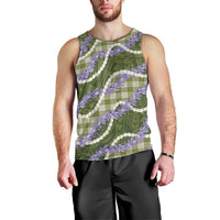 Green Hawaii Palaka Honohono Pikake Men Tank Top Hawaiian Orchid Lei Polynesian Pattern - Polynesian Pride