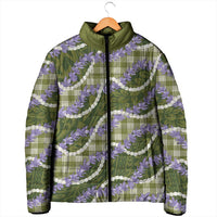 Green Hawaii Palaka Honohono Pikake Padded Jacket Hawaiian Orchid Lei Polynesian Pattern - Polynesian Pride