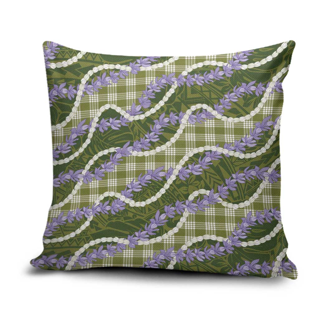 Green Hawaii Palaka Honohono Pikake Pillow Cover Hawaiian Orchid Lei Polynesian Pattern - Polynesian Pride