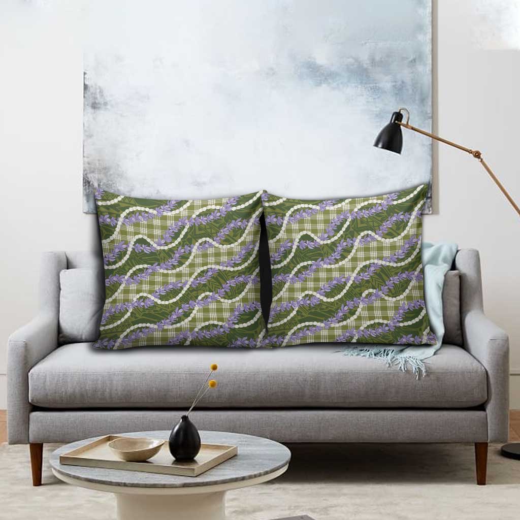 Green Hawaii Palaka Honohono Pikake Pillow Cover Hawaiian Orchid Lei Polynesian Pattern - Polynesian Pride