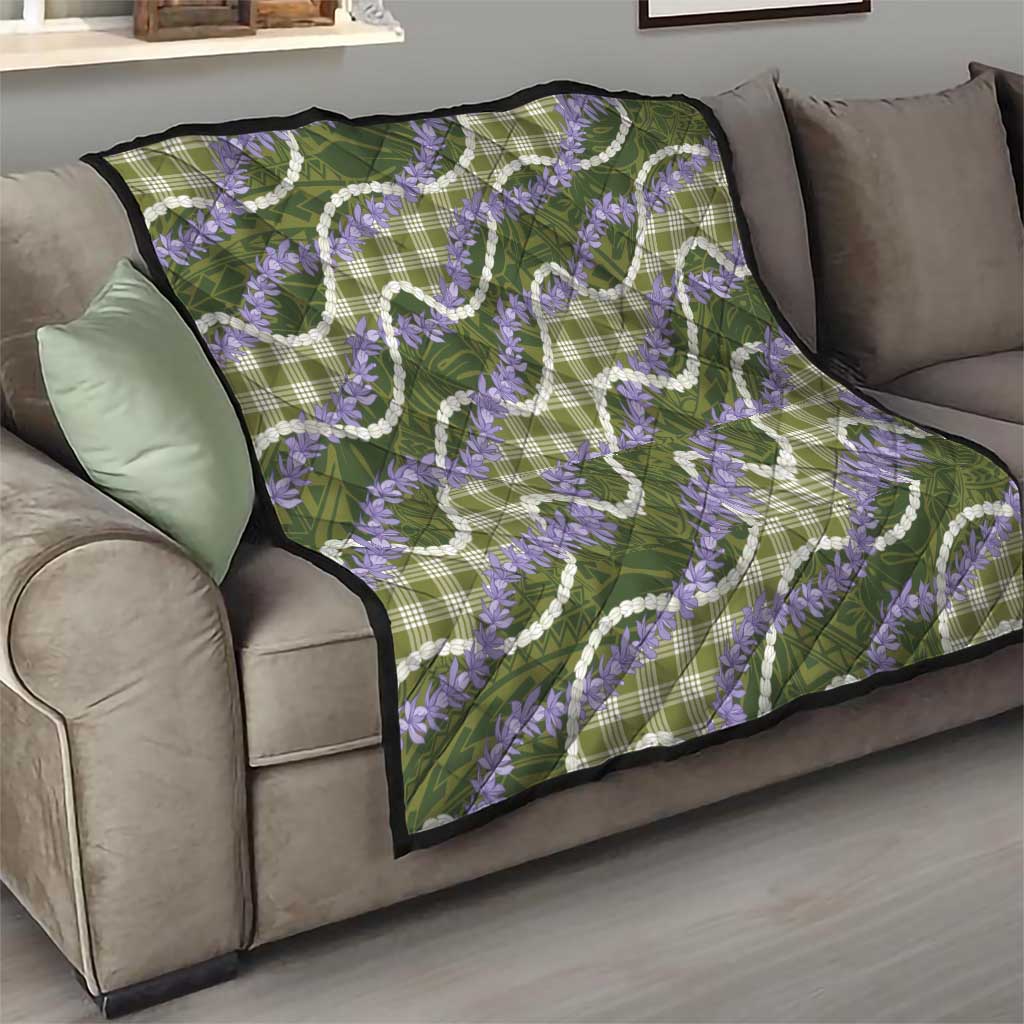 Green Hawaii Palaka Honohono Pikake Quilt Hawaiian Orchid Lei Polynesian Pattern - Polynesian Pride