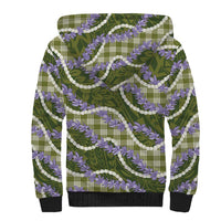 Green Hawaii Palaka Honohono Pikake Sherpa Hoodie Hawaiian Orchid Lei Polynesian Pattern - Polynesian Pride