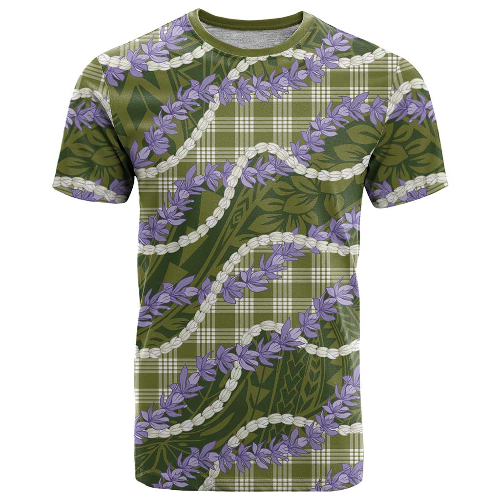 Green Hawaii Palaka Honohono Pikake T Shirt Hawaiian Orchid Lei Polynesian Pattern - Polynesian Pride