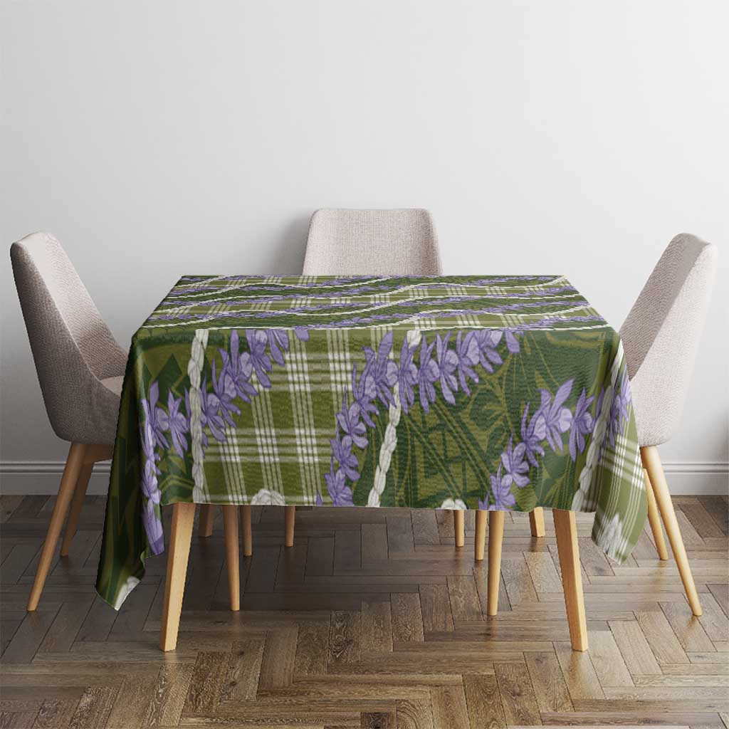Green Hawaii Palaka Honohono Pikake Tablecloth Hawaiian Orchid Lei Polynesian Pattern - Polynesian Pride