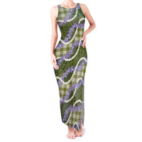 Green Hawaii Palaka Honohono Pikake Tank Maxi Dress Hawaiian Orchid Lei Polynesian Pattern - Polynesian Pride